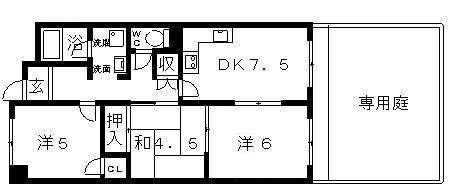 メゾンドール向陽(3DK/1階)の間取り写真