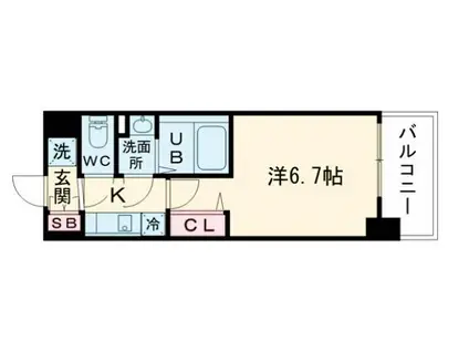 ALIVIS福島海老江(1K/12階)の間取り写真