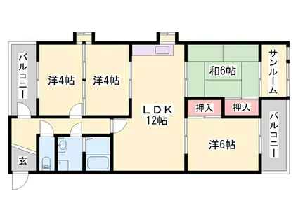 メゾンやすむろII(3SLDK/4階)の間取り写真