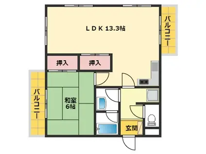 パンドール加古川(1LDK/6階)の間取り写真