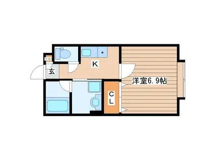 レジデンス長町南(1K/1階)の間取り写真