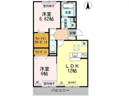 メルベーユA棟(2LDK/3階)の間取り写真