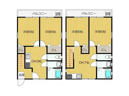 ザハウスオブマダムジュエルB2棟(2DK/1階)の間取り写真