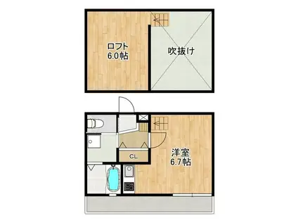 MODERN西山A(ワンルーム/1階)の間取り写真