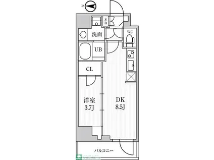 シーズンフラッツ住吉(1LDK/3階)の間取り写真