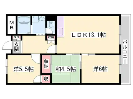 武本ビル(3LDK/3階)の間取り写真