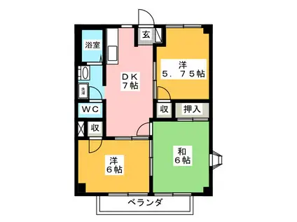 マロウブルー(3DK/1階)の間取り写真