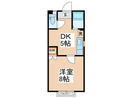 コーポ花園(1DK/1階)の間取り写真