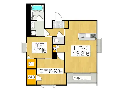 カルハート 西大路御池(2LDK/2階)の間取り写真