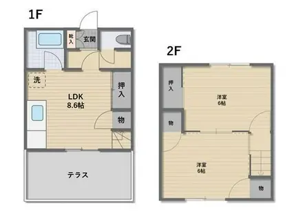 ラ・フォンテ榛東2号棟(2LDK/1階)の間取り写真
