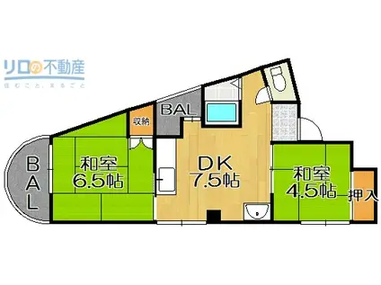 中水ハイツ(2DK/3階)の間取り写真