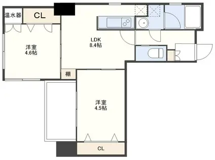 ナインティーン未夏(2LDK/10階)の間取り写真