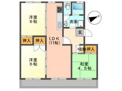 多治米ハイツ(3LDK/2階)の間取り写真