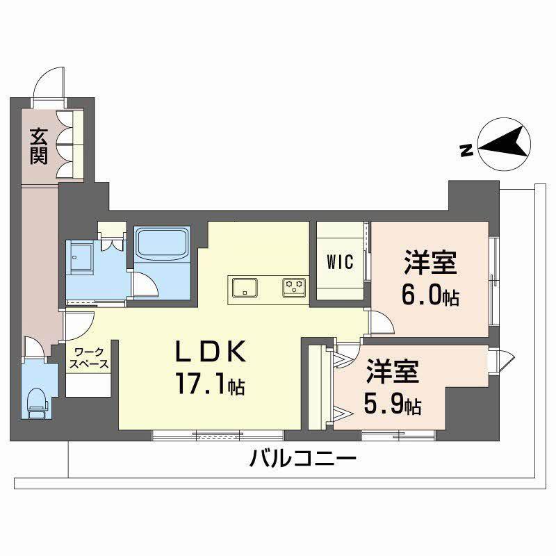 ナナアーク荒町(2LDK/10階)の間取り写真