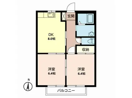 エストかわらまち(2DK/2階)の間取り写真