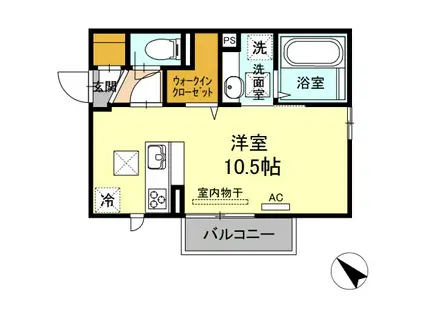 ヒルズフロント(ワンルーム/1階)の間取り写真