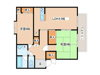 ヴィラエスポワールB棟(2LDK/2階)の間取り写真