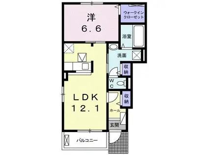 りりあん III(1LDK/1階)の間取り写真