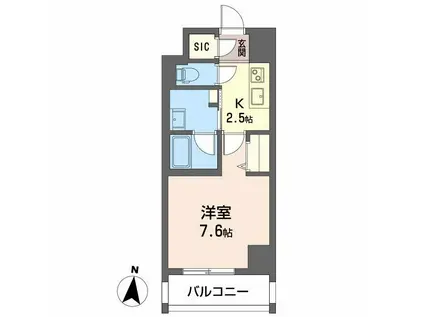 ロイヤルパークヒルズうめきた(1K/6階)の間取り写真