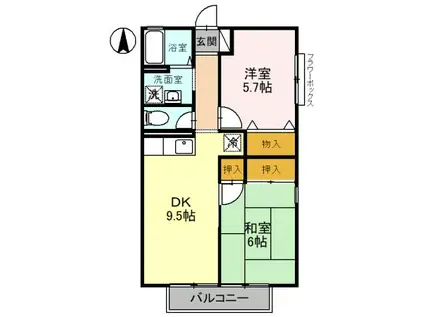 グレイス箕島(2DK/2階)の間取り写真