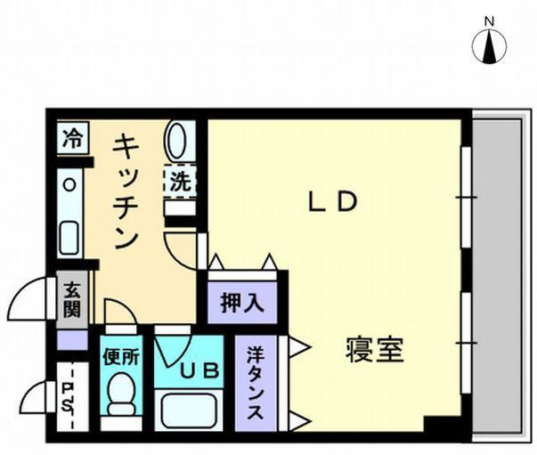 アルカディア西内町(1K/7階)の間取り写真