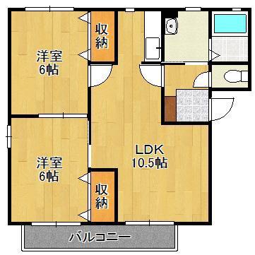 グラン・シャーメゾン D棟(2LDK/1階)の間取り写真