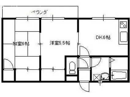 メゾン武井II(2DK/2階)の間取り写真