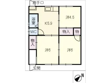 六軒家町5丁目(3K/1階)の間取り写真