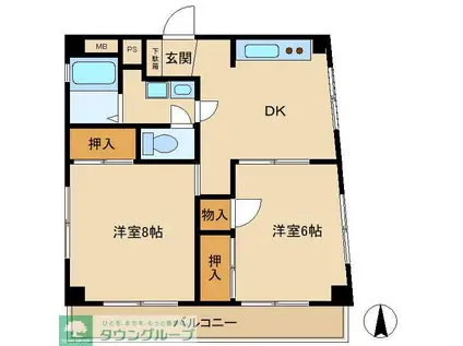N3マンション(2DK/3階)の間取り写真