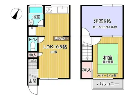 ホワイトレジデンスB棟(2LDK/1階)の間取り写真