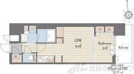 S-RESIDENCE天満橋AR(1LDK/9階)の間取り写真