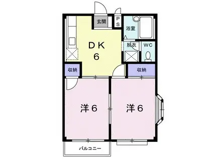 ファミールメゾンPIII(2DK/2階)の間取り写真