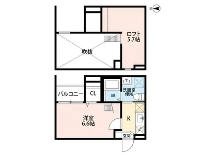 ハーミテージ荒子(1K/2階)の間取り写真