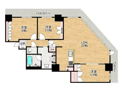 阿波座ライズタワーズフラッグ46(3LDK/32階)の間取り写真