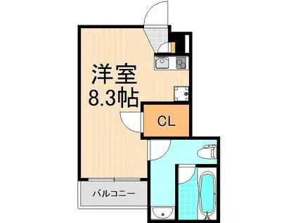 リブリ・かのん(ワンルーム/1階)の間取り写真