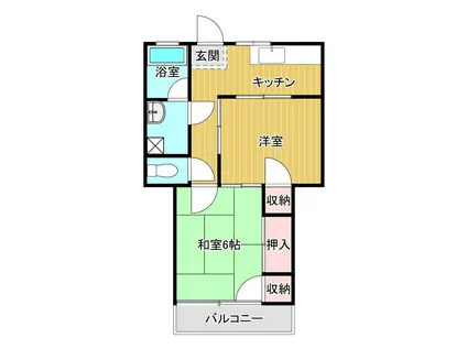 コーポ花水木1号館(2K/2階)の間取り写真
