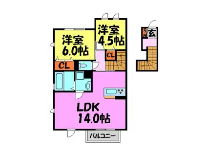 エルカミーノレアル(2LDK/2階)の間取り写真