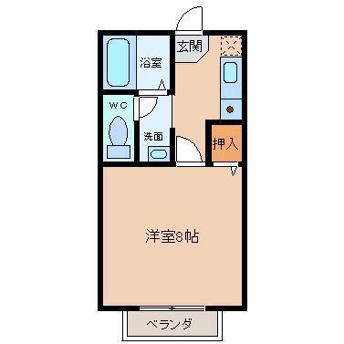 ベルビラ大日(1K/1階)の間取り写真