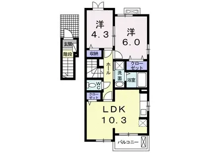 ビラ・ベスト・かつらぎII(2LDK/2階)の間取り写真