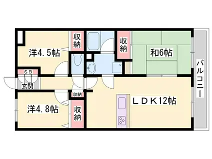 アルコ・ラ・カーサ姫路土山(3LDK/3階)の間取り写真