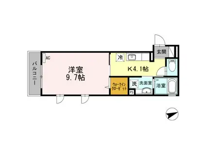 D-ROOMHIROO(1K/2階)の間取り写真