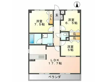BENVENUTO CHUO III(3LDK/2階)の間取り写真