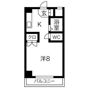 GREEN HILLS KATOH(1K/6階)の間取り写真