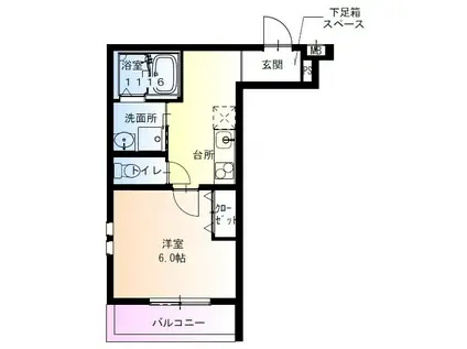 フジパレス城北公園通V番館(1K/2階)の間取り写真