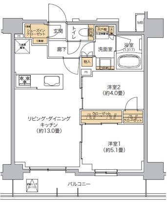 リビオメゾン西麻布(2LDK/11階)の間取り写真