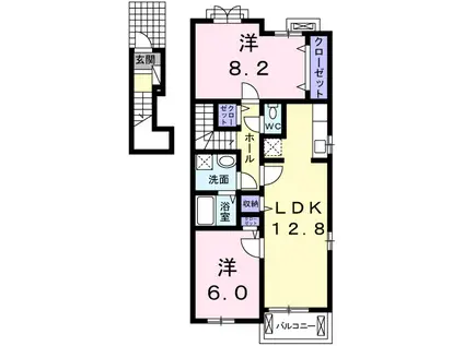 フラットウェルエムズ(2LDK/2階)の間取り写真