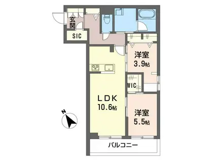 ルル・アルエット(2LDK/2階)の間取り写真