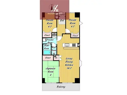 戴慶カーサグラシア(3LDK/4階)の間取り写真