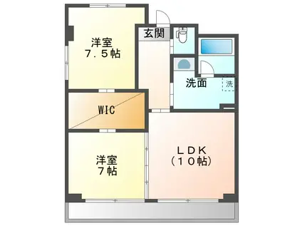 ハアラン御南(2LDK/5階)の間取り写真