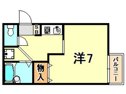 オモトハイツ(1K/1階)の間取り写真